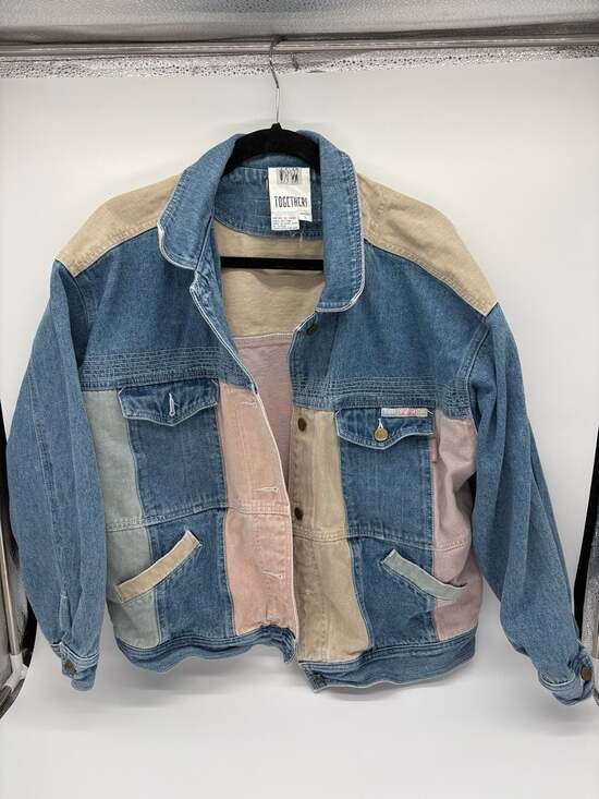 TOGETHER! Jackets & Blazers - Together! Vintage 90s Pastel Colorblock Patchwork Denim Jacket Sz L